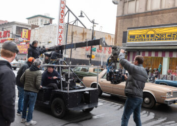 The movie crew in action